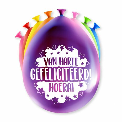 Gefeliciteerd Hoera Ballonnen, 8 st