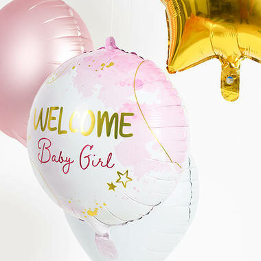 Welcome Baby Girl folieballon, 45cm
