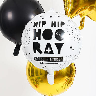 Hip Hip Hooray folieballon verjaardag, 45cm
