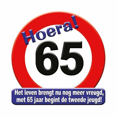 65 jaar huldebord verkeersbord