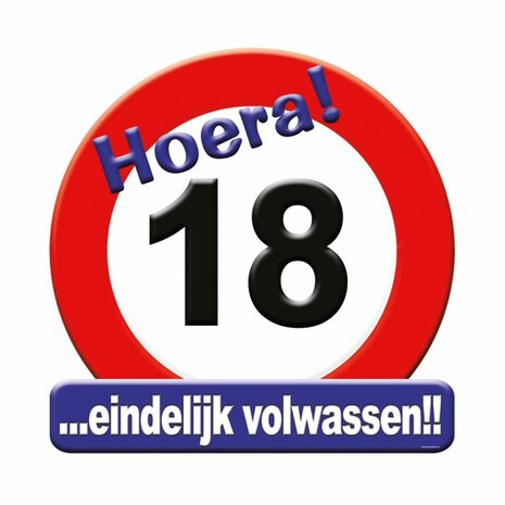 18 jaar huldebord verkeersbord