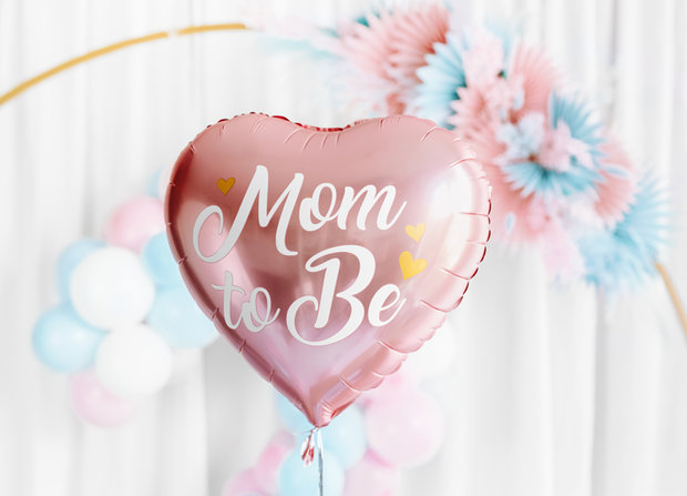 Mom to be folieballon, roze 35cm