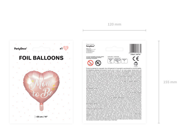 Mom to be folieballon, roze 35cm