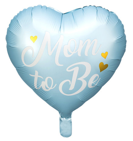 Mom to be folieballon blauw, 35cm