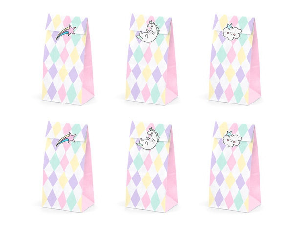 uitdeelzakjes Unicorn, 6 stuks
