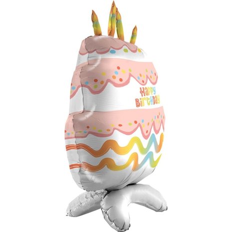 Verjaardagstaart folieballon staand, 97cm
