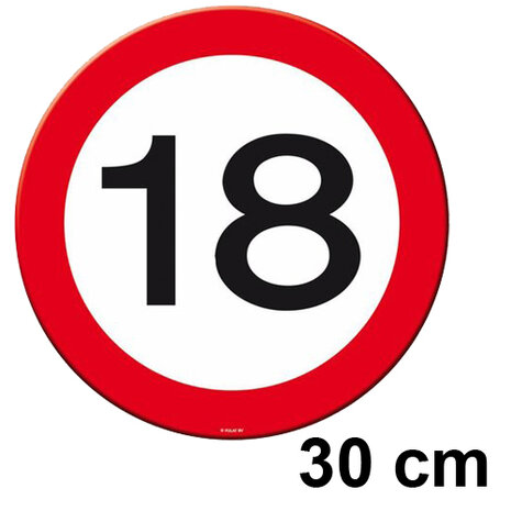 18 jaar huldebordje, 30 cm