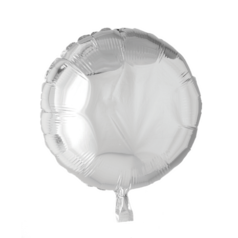 Zilver folieballon rond, 46 cm / 18 inch