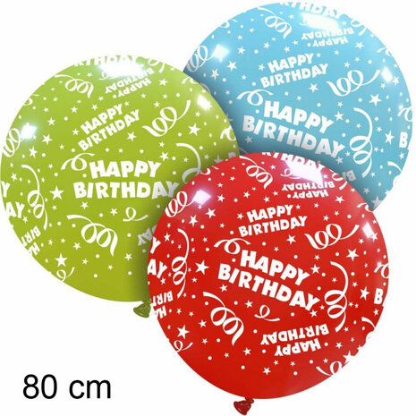Happy Birthday mega ballon, 80 cm