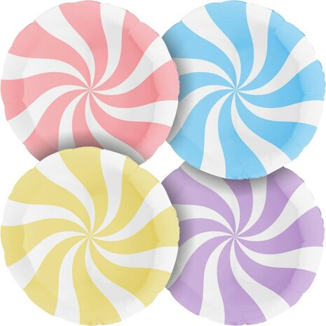 Lichtroze peppermint candy swirl folieballon 18 inch