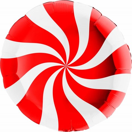 Rood peppermint candy swirl folieballon 18 inch