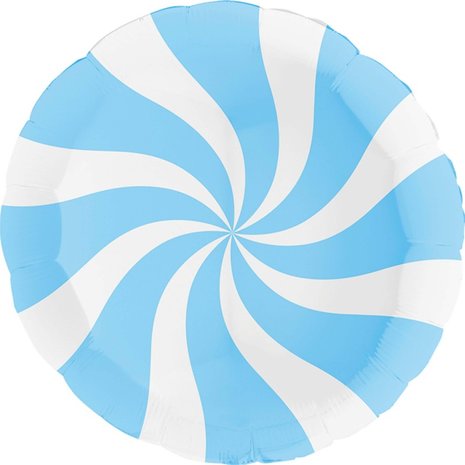 Lichtblauw peppermint candy swirl folieballon 18 inch