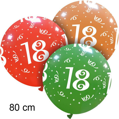 18 jaar mega XL ballon, 80 cm
