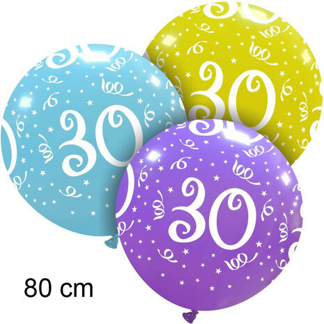 30 jaar mega XL ballon, 80 cm