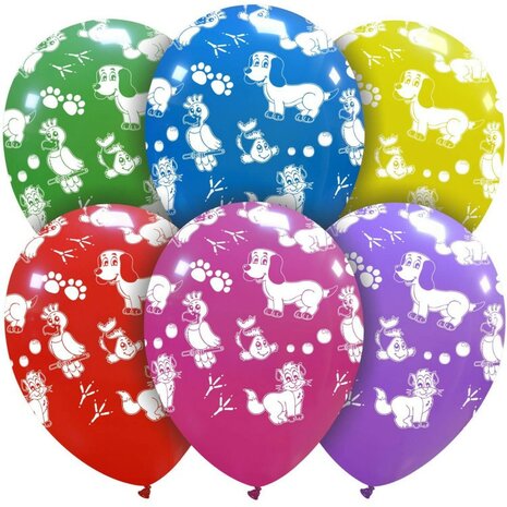 Pets / huisdieren ballonnen, 6 st., 30 cm