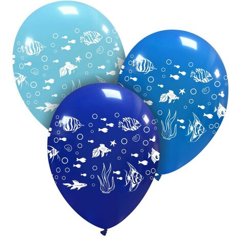 Ballonnen met vissen, onderwater, 6 stuks