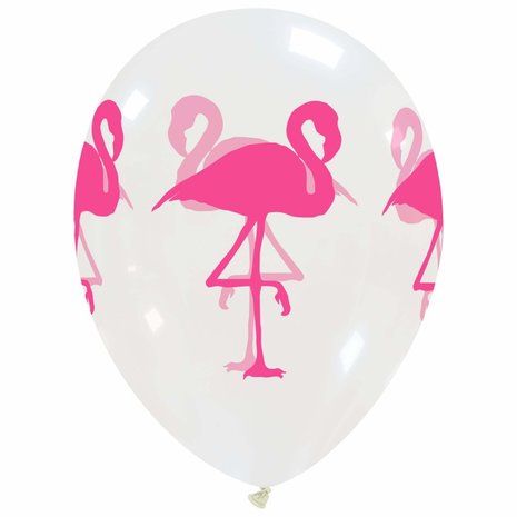 Flamingo ballonnen mix, 6 stuks