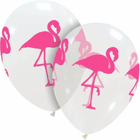 Flamingo ballonnen mix, 6 stuks