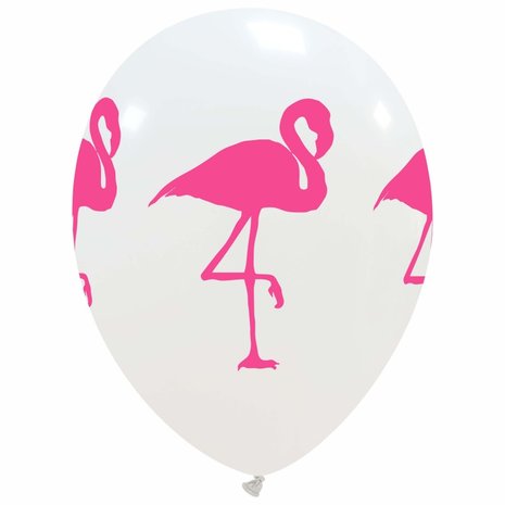 Flamingo ballonnen mix, 6 stuks