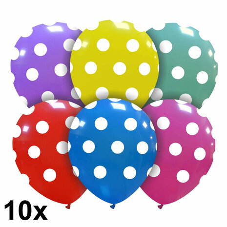 Polka dots ballonnetjes, 10 stuks, 13 cm
