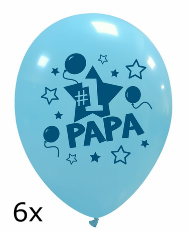Vaderdag ballonnen Papa, 6 st, 30 cm