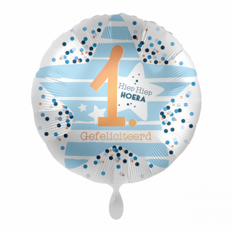 Eerste verjaardag folieballon, blauw, 43 cm