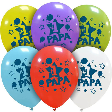 Vaderdag ballonnen Papa, 6 st, 30 cm