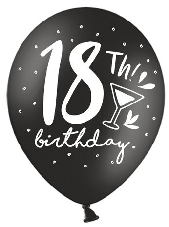 18th birthday ballonnen zwart