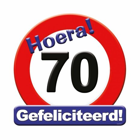 70 jaar huldebord verkeersbord