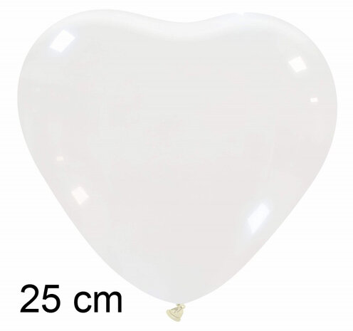 Hartballon doorzichtig transparant, 25cm