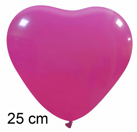 hartballonnen roze pink fuchsia, 25 cm