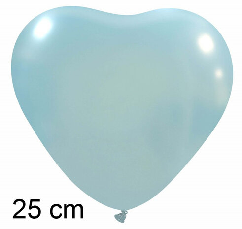 Hartballonnen metallic lichtblauw, 25 cm