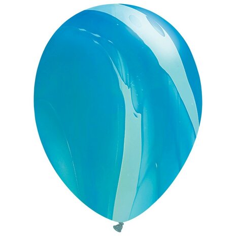 Superagate marble blauw rainbow ballonnen, 30 cm