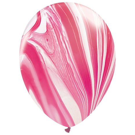 Superagate marble rood-wit ballonnen, 30 cm