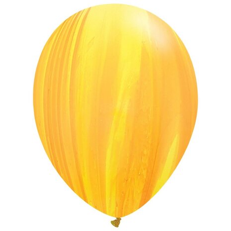 Superagate marble geel-oranje ballonnen, 30 cm