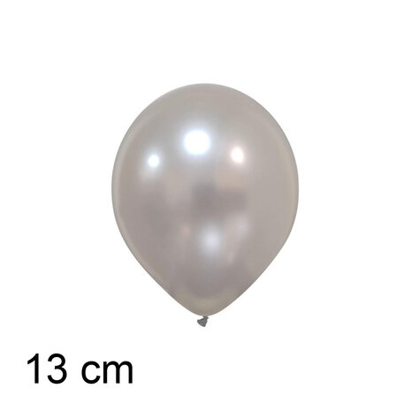 Pure silver / zilver metallic ballonnen, mooi rond, 5 inch