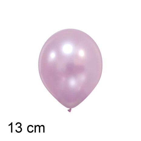 Soft pink / lichtroze metallic ballonnen, mooi rond, 5 inch