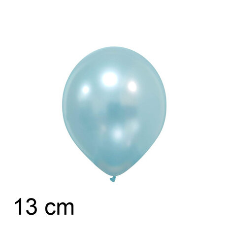 Soft blue / lichtblauw  metallic ballonnen, mooi rond, 5 inch