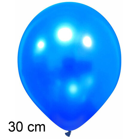 blauw / vivid blue metallic premium ballonnen, 30cm