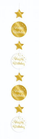 Happy Birthday gold/white hangdeco, 120cm
