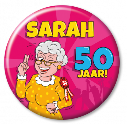 Button Sarah 50 jaar