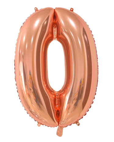 folieballon cijfer 0, rose gold, 66 cm / 26 inch