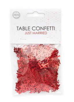 Tafel sier confetti Just Married rood, 14 gr