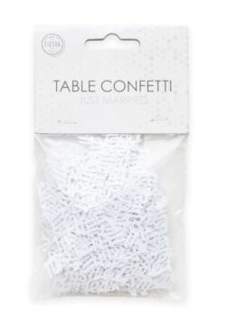 Tafel sier confetti Just Married wit, 14 gr