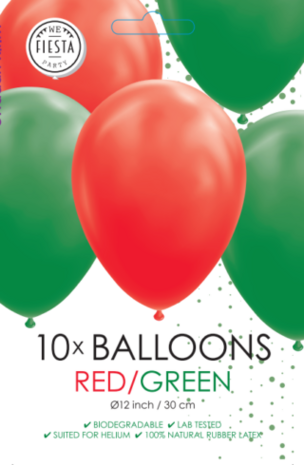 Ballonnen rood-groen, 10 st.