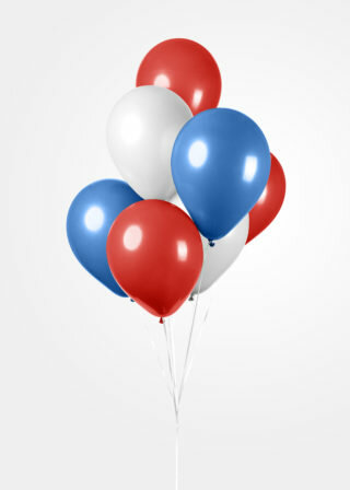 Ballonnen rood-wit-blauw, 10 st.