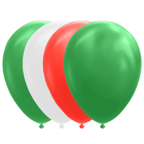 Ballonnen groen-wit-rood, 10 st.
