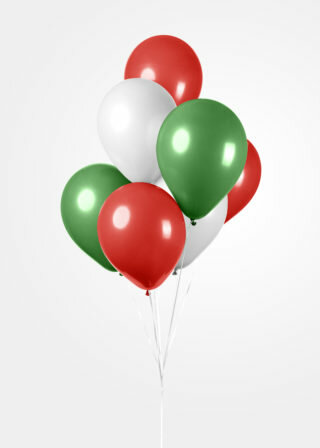 Ballonnen groen-wit-rood, 10 st.