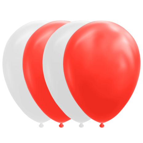Ballonnen rood-wit, 10 st.