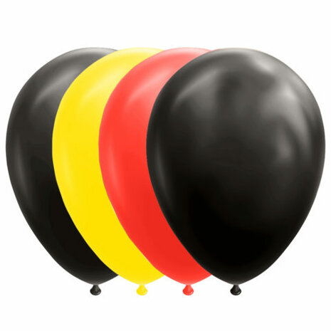 Ballonnen zwart-geel-rood, 10 st.